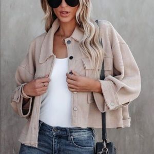 VICI liz cotton blend pocketed thermal shacket latte - LATTE